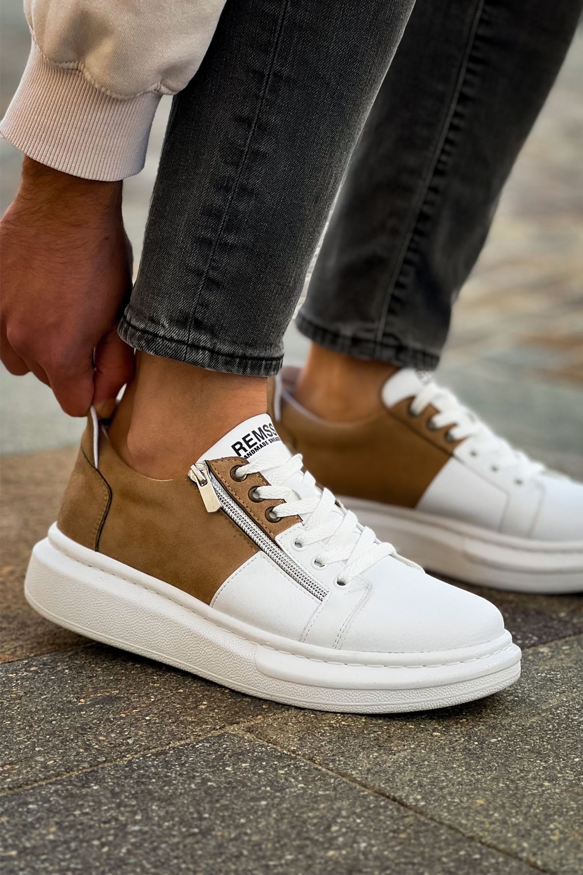 RS601 - Lüx Süet Erkek Ayakkabı Beyaz/Vızon