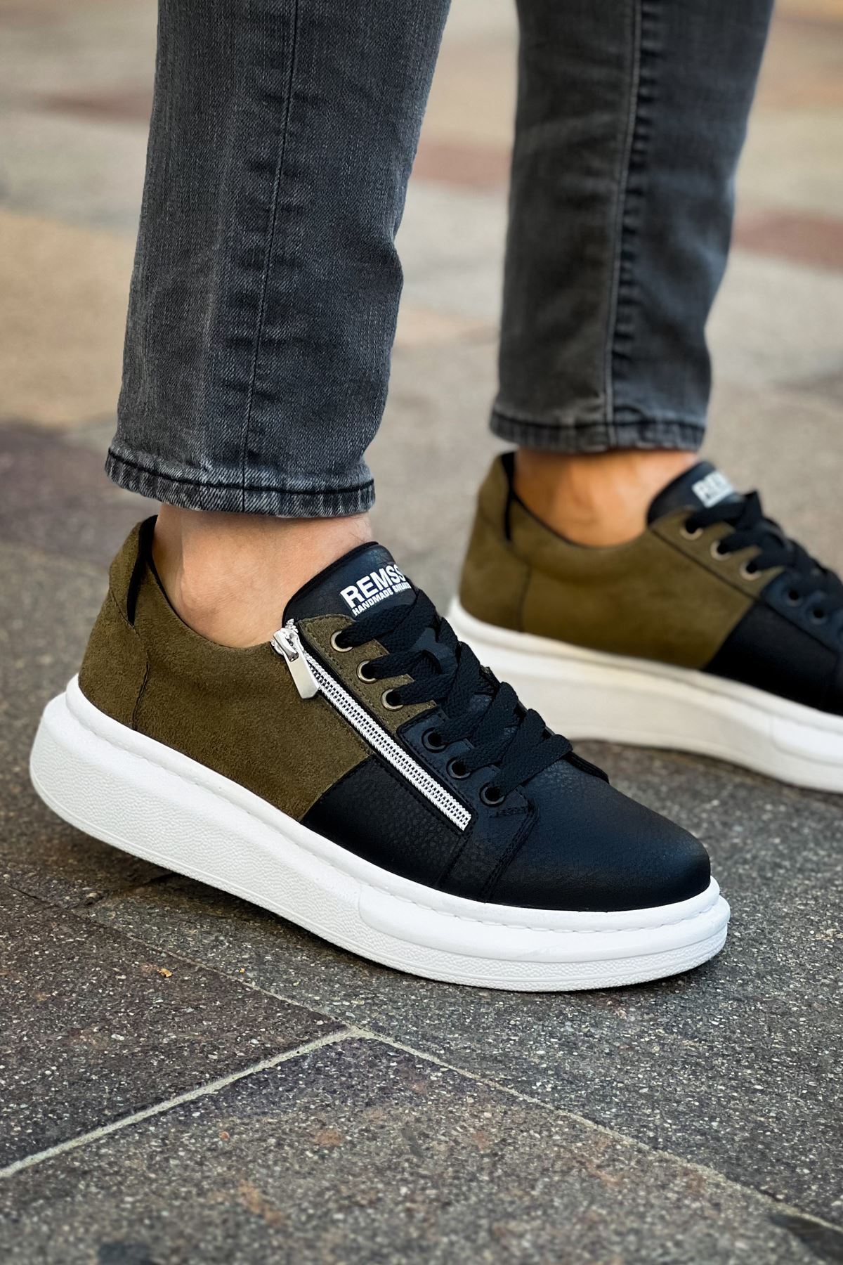 RS601 - Lüx Süet Erkek Ayakkabı SIYAH / HAKI