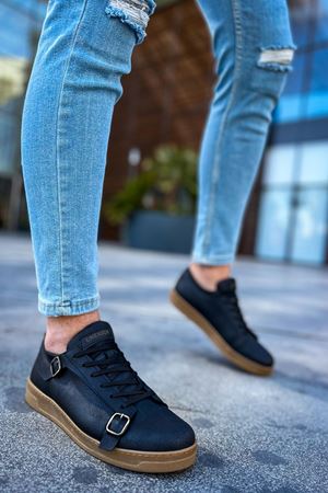 CH191 - CKT Side Buckle Erkek Ayakkabı SIYAH