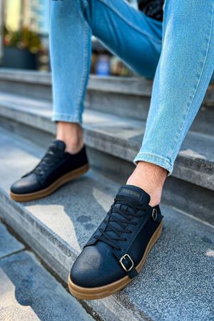 CH191 - CKT Side Buckle Erkek Ayakkabı SIYAH