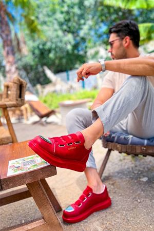 CH251 - CRT Mirror Erkek Ayakkabı KIRMIZI