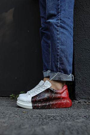 CH254 - CBT Pittura Erkek Ayakkabı 415 SIYAH / KIRMIZI PÜSKÜRTME