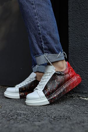 CH254 - CBT Pittura Erkek Ayakkabı 415 SIYAH / KIRMIZI PÜSKÜRTME