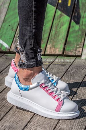 CH254 - CBT Pittura Erkek Ayakkabı 420 MAVI-PEMBE ISLEME