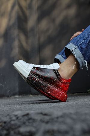 CH254 - CBT Pittura Erkek Ayakkabı 415 SIYAH / KIRMIZI PÜSKÜRTME