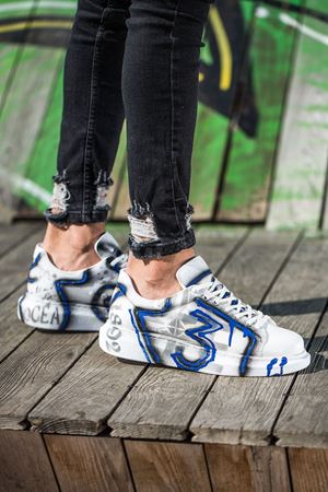 CH254 - CBT Pittura Erkek Ayakkabı 423 MAVI SIYAH GRAFITI R3