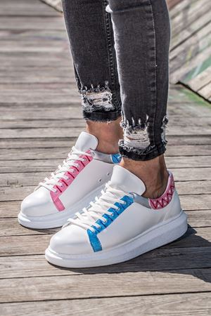 CH254 - CBT Pittura Erkek Ayakkabı 420 MAVI-PEMBE ISLEME