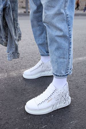 CH263 - CBT Lyse Erkek Ayakkabı 454 BEYAZ / SIYAH SPLASH