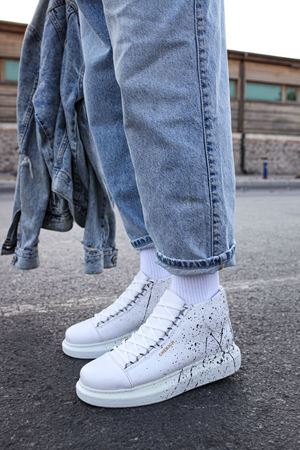 CH263 - CBT Lyse Erkek Ayakkabı 454 BEYAZ / SIYAH SPLASH