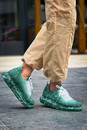 CH307 - Renkli Tricot Erkek Ayakkabı Yeşil Splush