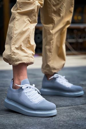 CH307 - Renkli Tricot Erkek Ayakkabı GRI