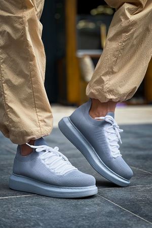 CH307 - Renkli Tricot Erkek Ayakkabı GRI