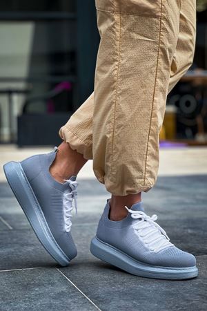 CH307 - Renkli Tricot Erkek Ayakkabı GRI