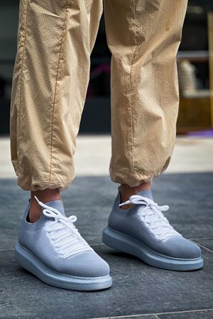 CH307 - Renkli Tricot Erkek Ayakkabı GRI