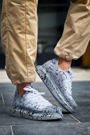 CH307 - Renkli Tricot Erkek Ayakkabı Gri Splush