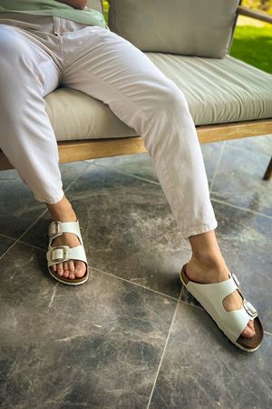 TRL001 - Chekich Deri Terlik BEYAZ