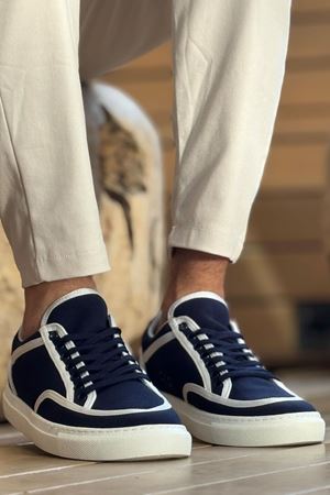 CH2505 - Keten Erkek Ayakkabı Lacivert Beyaz