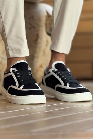 CH2505 - Keten Erkek Ayakkabı SİYAH - BEYAZ